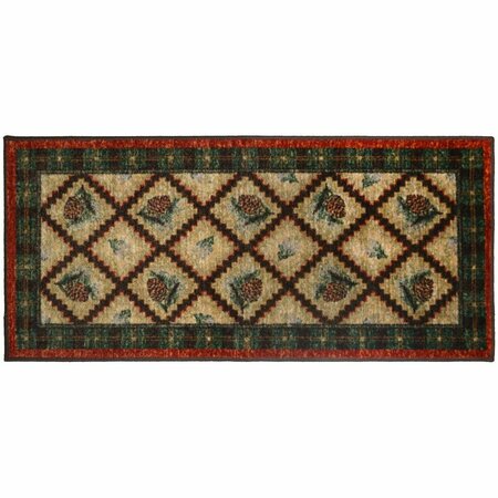 MAYBERRY RUG 20 x 44 in. Cozy Cabin Pleasant Pine Printed Nylon Kitchen Mat & Rug CC60410 20X44